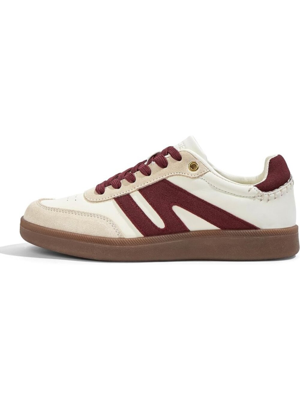 Women's Beige Red Classic Retro Gum Sole Fashion Casual Tennis Skate Sneakers